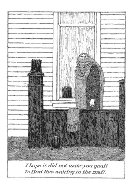 Edward Gorey: I Hope It Did Not Make You Quail Notecard