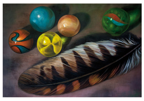Feather and Marbles Notecard - Pack of 6