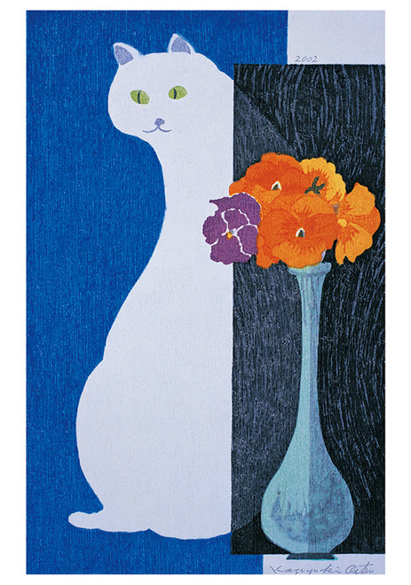 Cat and Pansy Notecard - Pack of 6