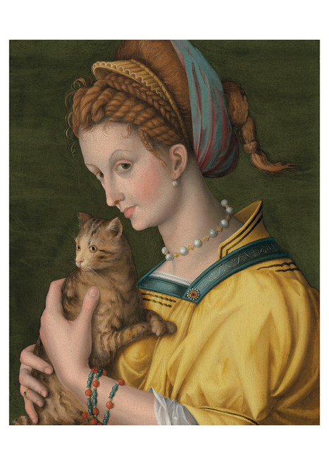 Portrait of a Young Lady Holding a Cat Postcard - Pack of 6