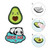 SET OF 2 METAL STICKERS - CUTIE - PANDA + AVOCADO