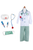 Doctor Coat with Scrub Pant & Accessory Set (8 pcs), Green, SIZE US 5-6