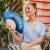 Hand fan "love is in the air" gradient blue