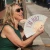 Hand fan "im hot" beaded