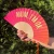 Handfan "Mum, I'm ok" pink and orange gradient