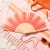 Hand fan pink and orange stripes