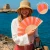 Hand fan pink and orange stripes