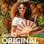Hand fan brown and beige stripes