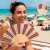 Hand fan brown and beige stripes