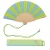 Hand fan lime and blue stripes