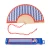 Hand fan red and blue stripes