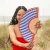 Hand fan red and blue stripes