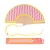 Hand fan yellow and pink stripes