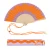 Hand fan orange and purple waves