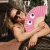 Hand fan 'eyes' pink