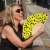 Hand fan yellow dots
