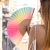 Hand fan pink and green gradient