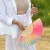 Hand fan pink and green gradient