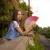Hand fan"Sunset"