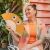 Hand fan 'eyes' orange