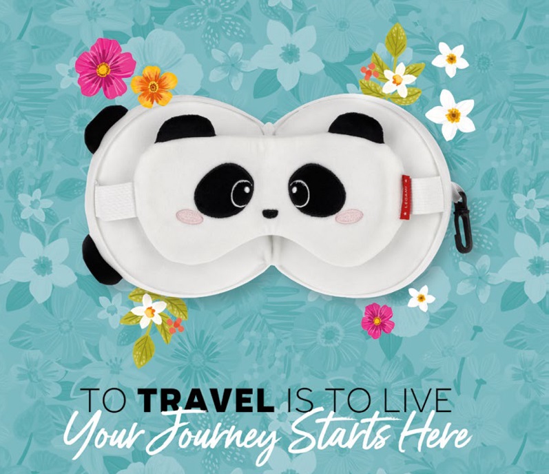 LEGAMI Travel Pillow with Sleep Mask Panda