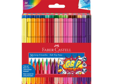 Faber-Castell Fibre-tip pens Grip Colour Markers Pack of 30