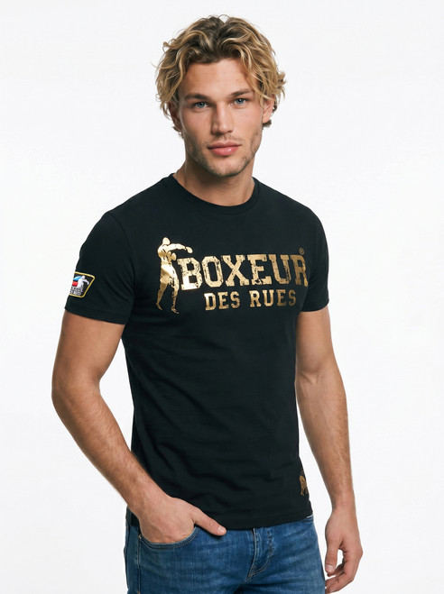 T-Shirt Iconica Black con logo Gold