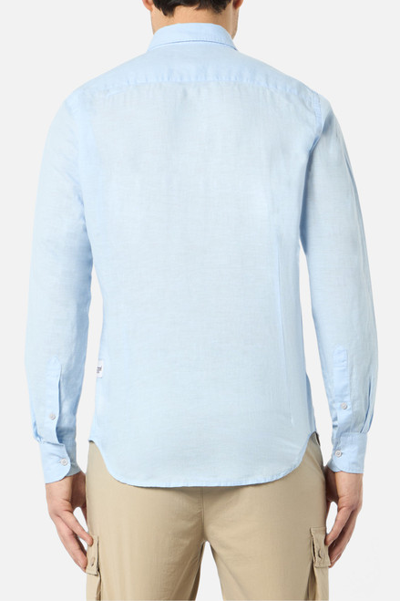 Camicia In Misto Lino Chambray Blue