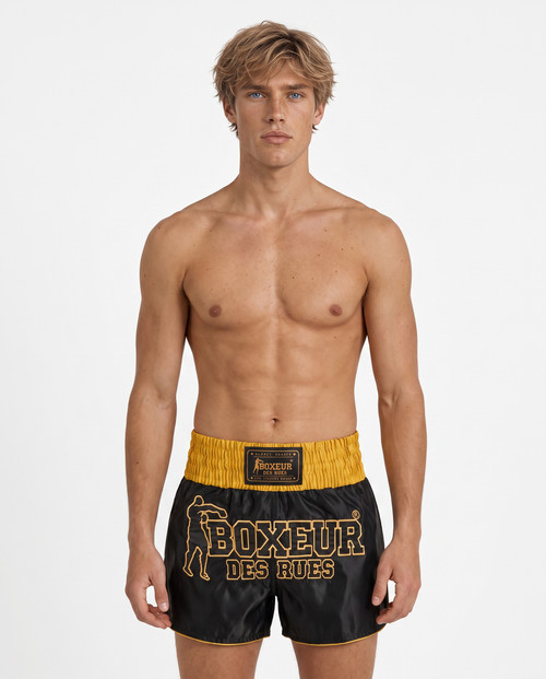 Pantaloncino Thai Nero E Oro