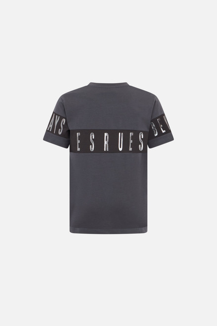 T-Shirt Anthracite Con Inserto In Contrasto