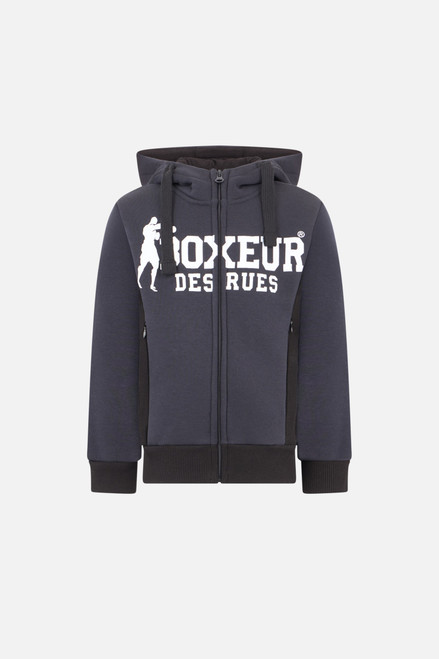Felpa Anthracite Con Zip E Cappuccio Anthracite