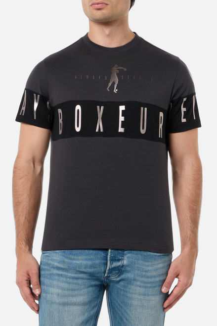 T-Shirt Anthracite Con Inserto In Contrasto Anthracite-Titanium