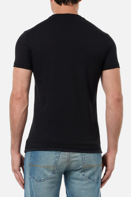 T-Shirt Nera Girocollo Stampata  Black-Gold