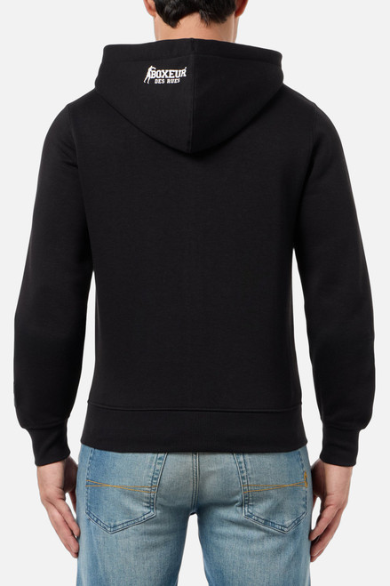 Felpa Full Zip Nera Con Patch E Logo Black-White Felpa Full Zip Nera Con Patch E Logo Black-White