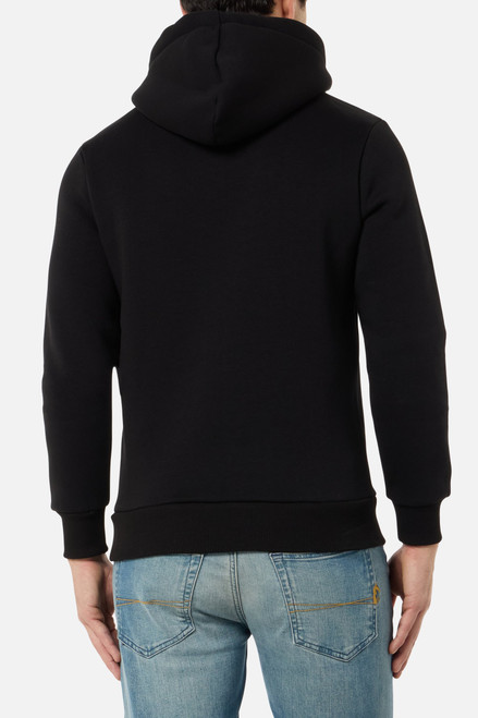 Felpa Nera Con Cappuccio E Patch Black-Gold