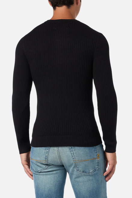 Maglione Nero A Coste Black