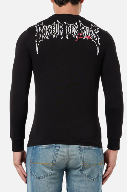 T-Shirt Nera A Manica Lunga Con Stampe Black-Red T-Shirt Nera A Manica Lunga Con Stampe Black-Red