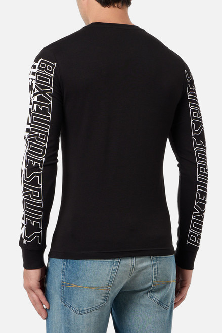 T-Shirt Nera A Manica Lunga Con Stampe Black T-Shirt Nera A Manica Lunga Con Stampe Black