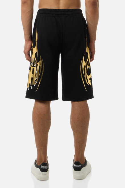 Pantaloncini Con Tribali Dorati Black-Gold