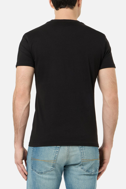 T-Shirt Nera e Oro Con Tape Stampato