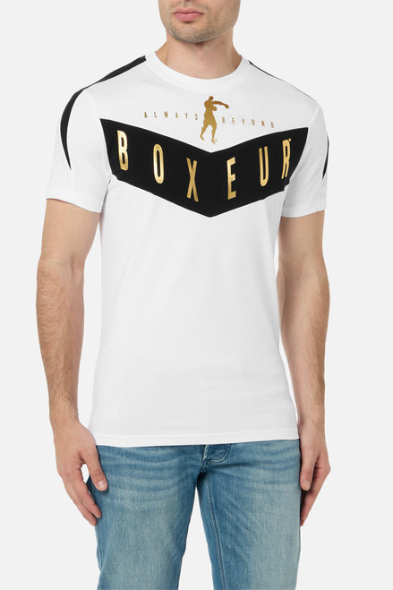 T-Shirt  Con Inserto A "V"  White-Gold