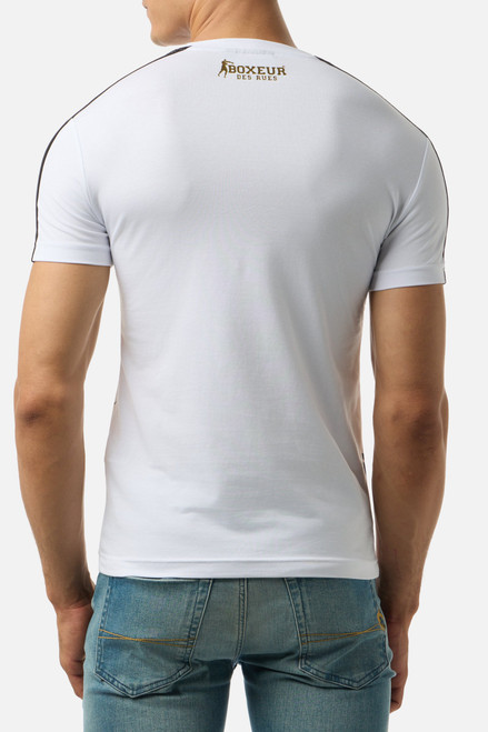 T-Shirt Con Tribali Dorati White-Gold