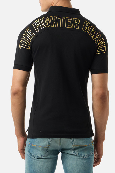 Polo Nera Con Inserti Black-Gold