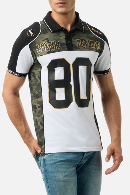 Polo Bianca Con Camouflage Army Camou