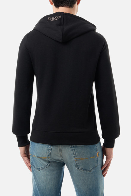 Felpa Logo Nera Con Cappuccio E Zip