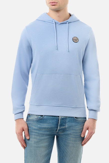 Felpa Azzurra Con Cappuccio