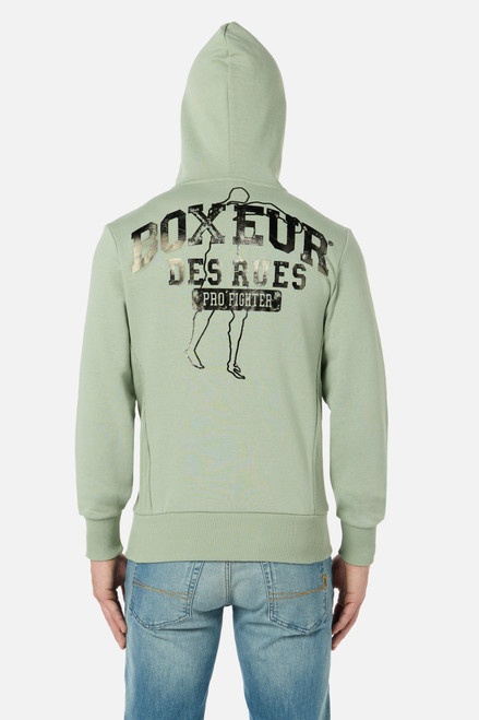 Felpa Logo Salvia Con Cappuccio E Zip