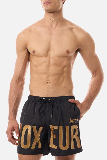 Boxer Da Mare Neri E Oro Black-Gold