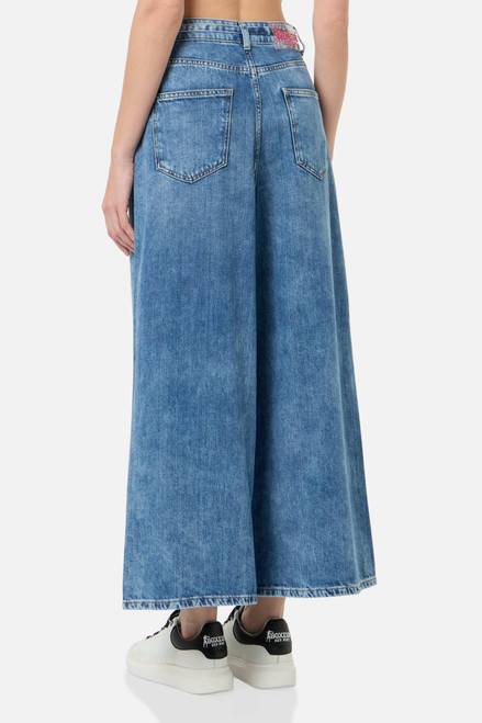 Jeans Cropped A Palazzo Mid Blue