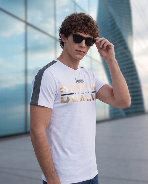 T-Shirt Manica Corta Gotica Bianca E Oro